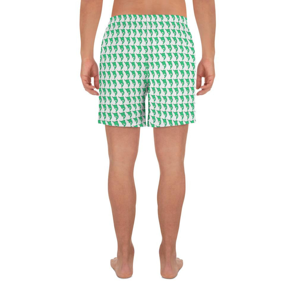 Green Marlin Men's Athletic Long Shorts - Bullzeye Ocean Apparel