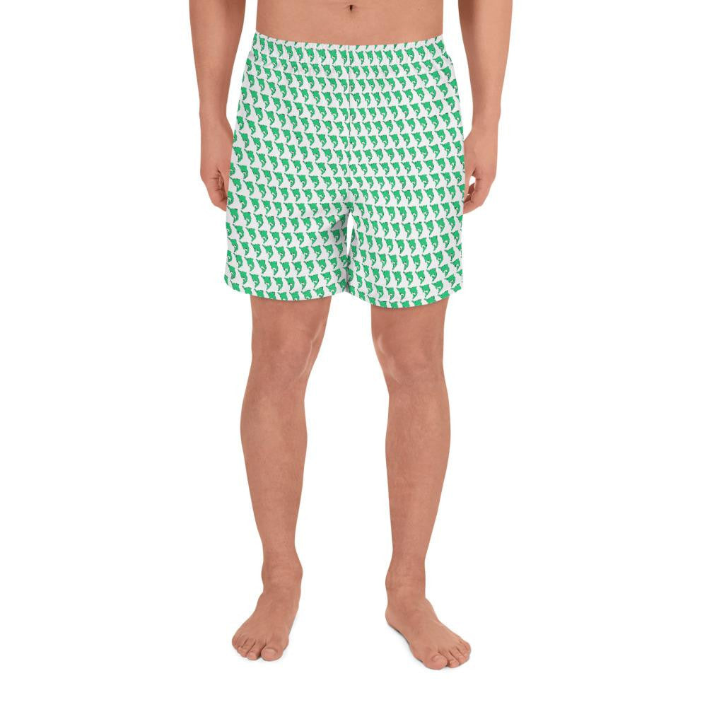 Green Marlin Men's Athletic Long Shorts - Bullzeye Ocean Apparel