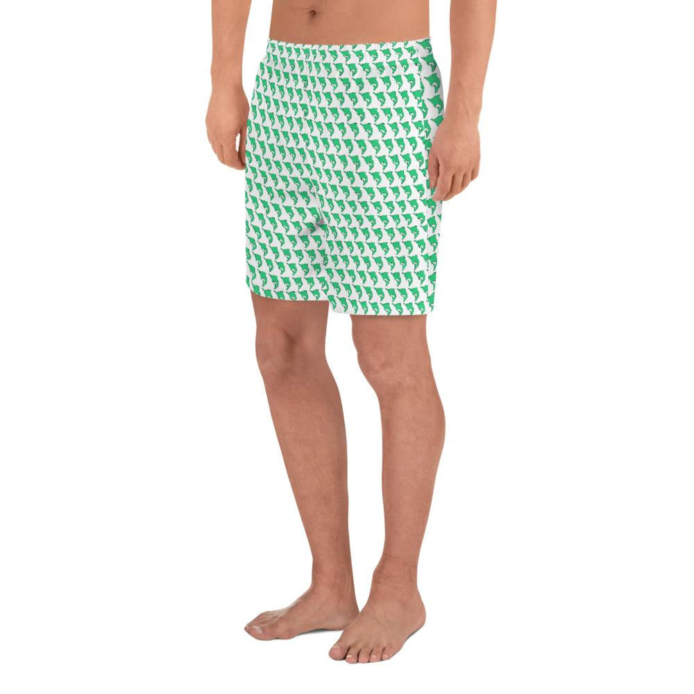 Green Marlin Men's Athletic Long Shorts - Bullzeye Ocean Apparel