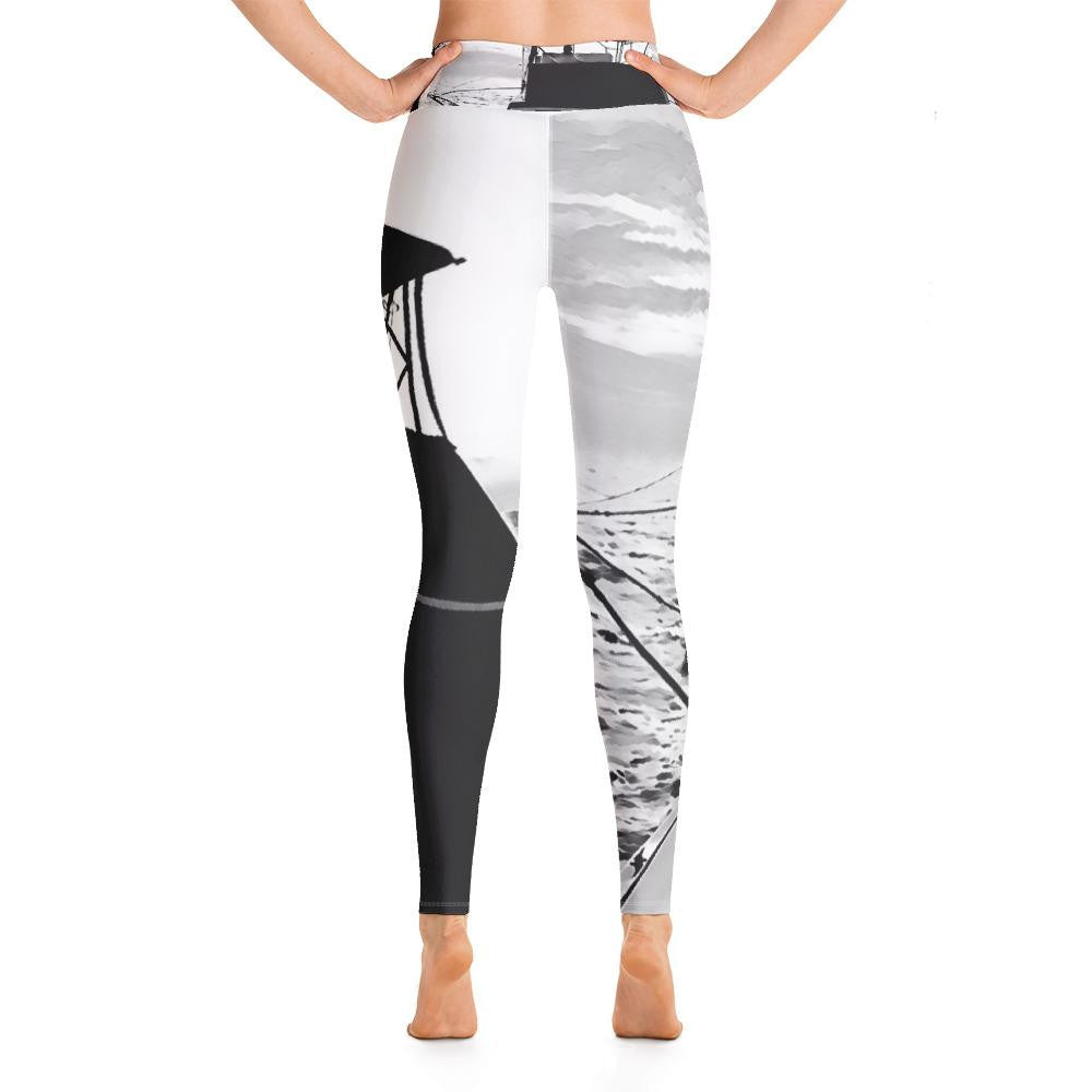 Black Yoga Leggings- Sunset1 - Bullzeye Ocean Apparel