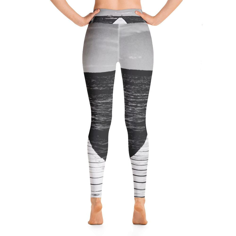 Pier b/w Yoga Leggings - Bullzeye Ocean Apparel