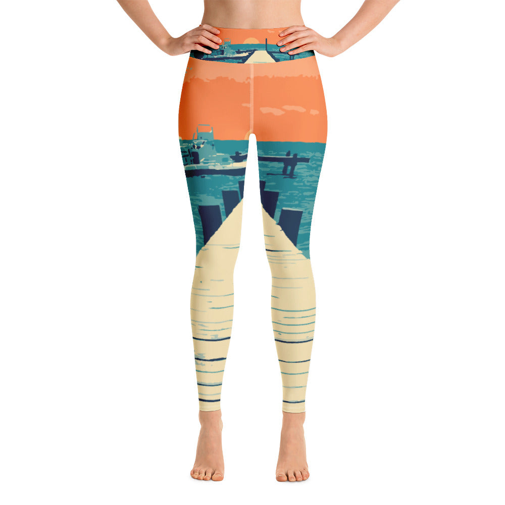 Pier Sunset Yoga Leggings - Bullzeye Ocean Apparel