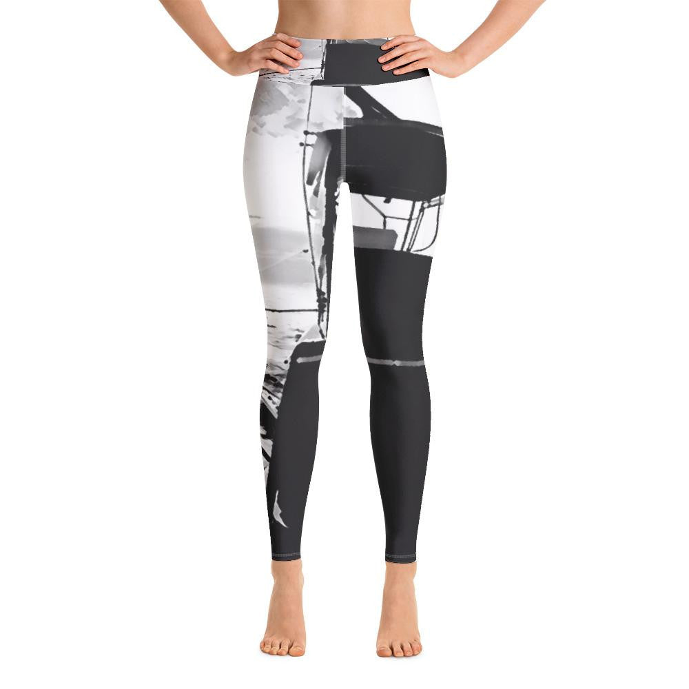 Black Yoga Leggings- Sunset1 - Bullzeye Ocean Apparel