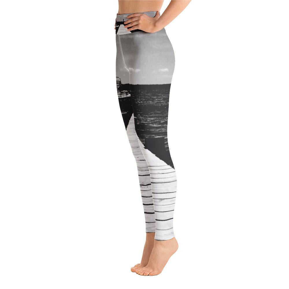 Pier b/w Yoga Leggings - Bullzeye Ocean Apparel