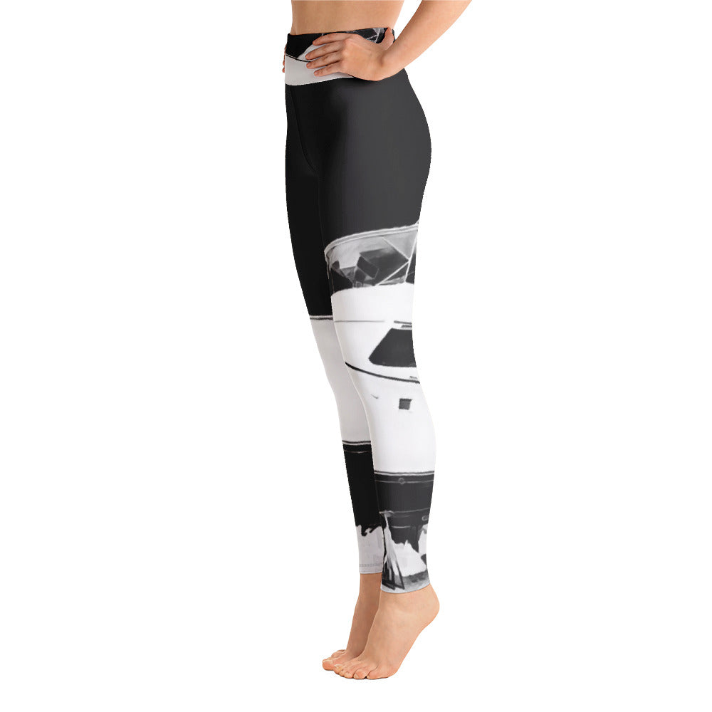 Black House of Boats Yoga Leggings - Bullzeye Ocean Apparel