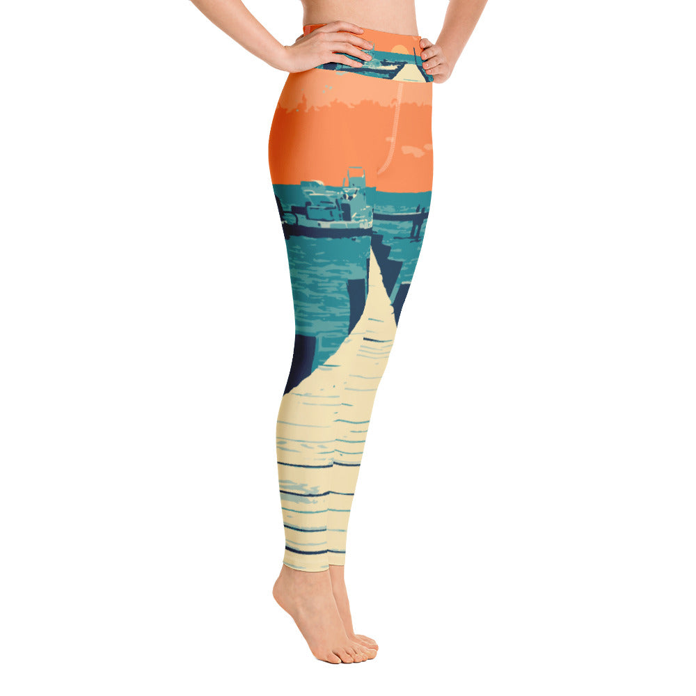 Pier Sunset Yoga Leggings - Bullzeye Ocean Apparel