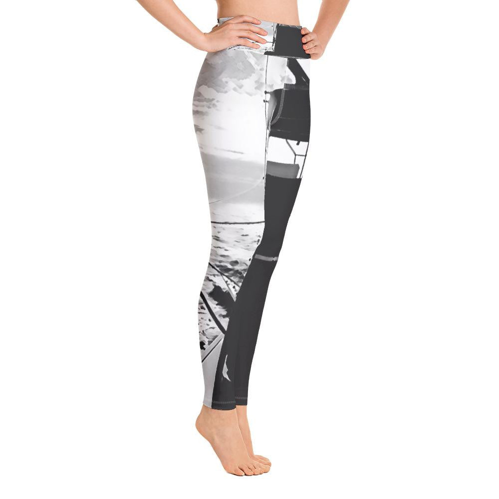 Black Yoga Leggings- Sunset1 - Bullzeye Ocean Apparel