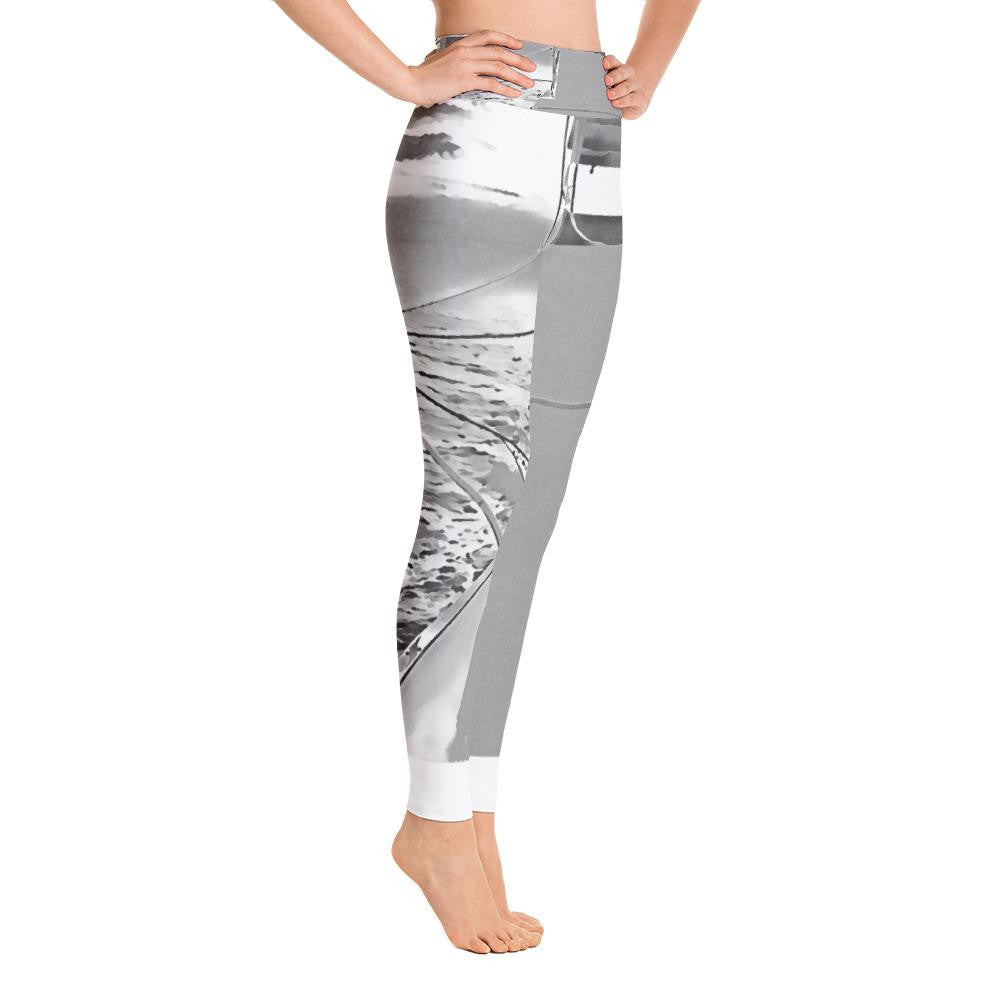 B/W Sunset 1 Yoga Leggings - Bullzeye Ocean Apparel